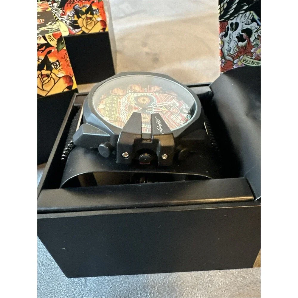 Ed Hardy Day Of The Dead Watch New In Box Skull Face Link Band Vibes For Days